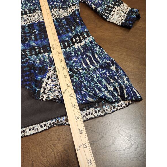 Joei & I Women's‎ Blue Black Stretch V-Neck Tie Front Long Sleeve Blouse Size 2X - Picture 6 of 6